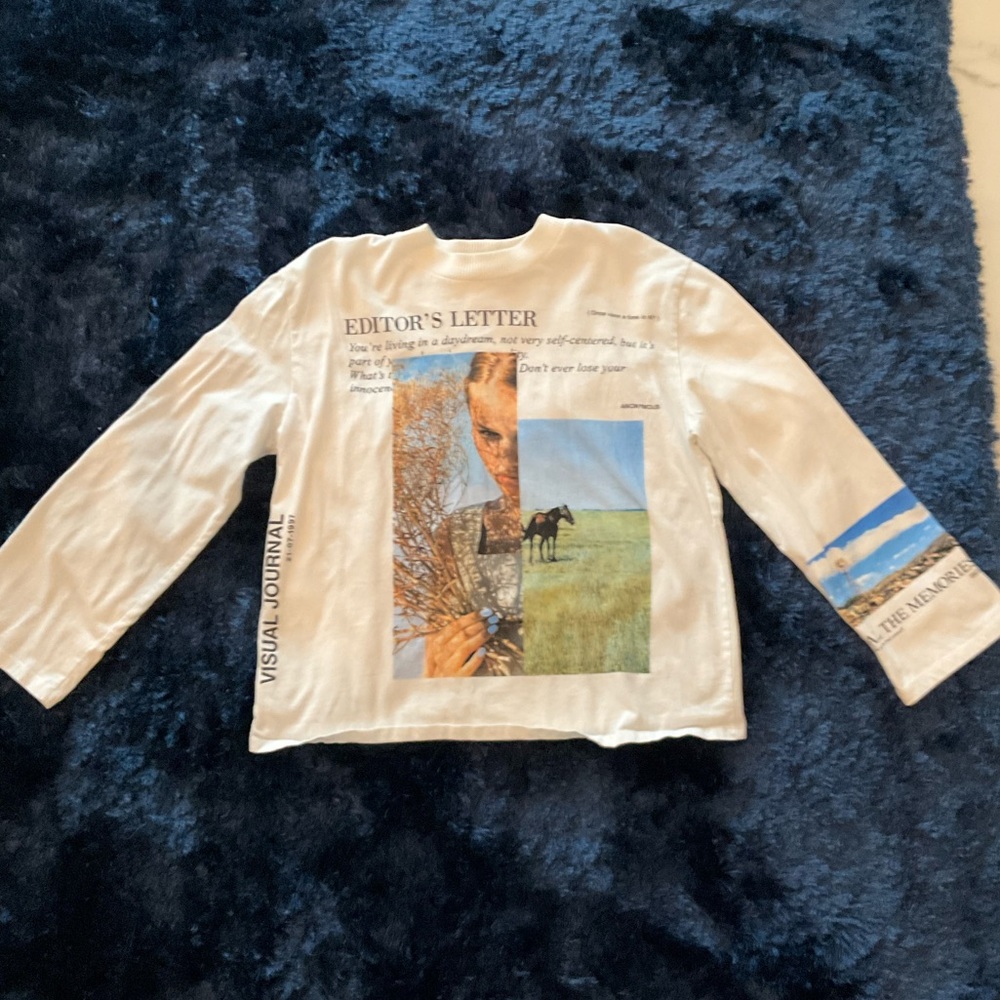 Zara long sleeve tee editors letter size small